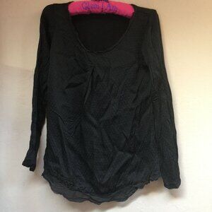 Angela Mara Womens Scoop Neck Diamond Pattern Silk Top XL Black Made in Italy